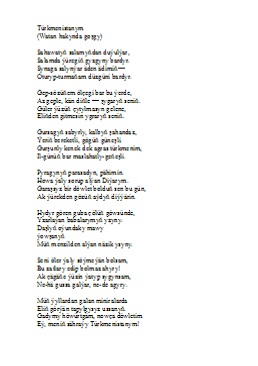 Türkmenistanym (Watan hakynda goşgy)